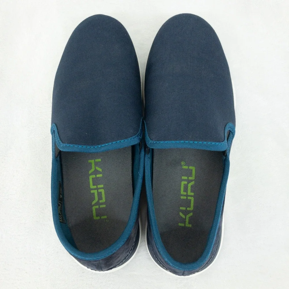Kuru Atom Slip‎ On Womens Size 7 Navy Blue Canvas Suede Orthotic Walking Shoes